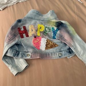 Denim jacket with sequins patches